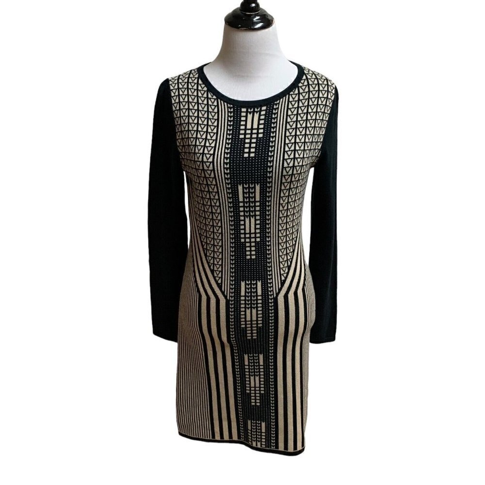 Gianni Bini Women's M Medium Knit Dress Bodycon Geometric Print Cotton Blend